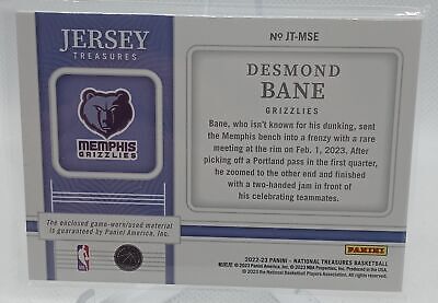 2022-23 Panini National Treasures #JT-MSE Desmond Bane Jersey Treasures #/99