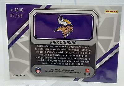 2023 Panini Mosaic #AS-KC Kirk Cousins Audible Mosaic Blue #/99