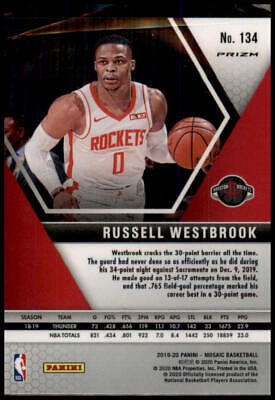 2019-20 Panini Mosaic #134 Russell Westbrook Reactive Orange