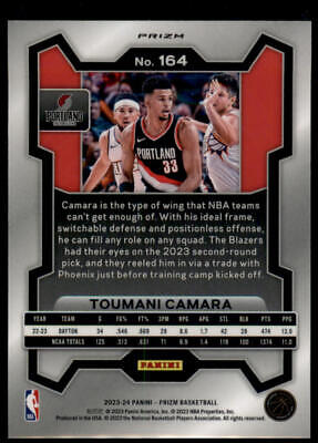 2023-24 Panini Prizm #164 Toumani Camara Prizms Red Ice Rookie