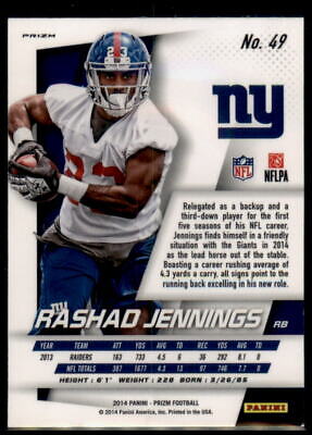 2014 Panini Prizm #49 Rashad Jennings Red White And Blue Prizm