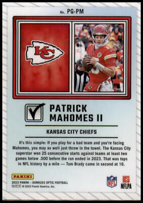 2023 Donruss Optic #PG-PM Patrick Mahomes II Passing Grade