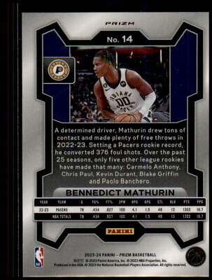 2023-24 Panini Prizm #14 Bennedict Mathurin Prizms Red Ice