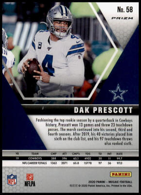 2020 Panini Mosaic #58 Dak Prescott Prizm Camo Pink