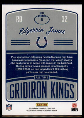 2016 Donruss #5 Edgerrin James All-Time Gridiron Kings