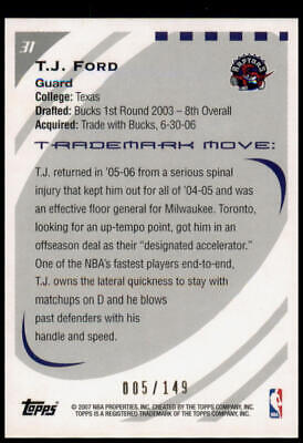 2006-07 Topps Trademark Moves #31 T.J. Ford Rainbow #/149