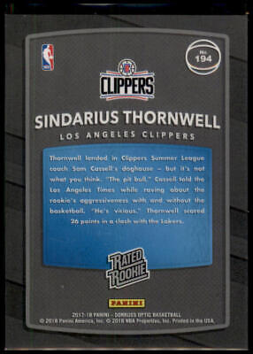 2017-18 Donruss Optic #194 Sindarius Thornwell Rated Rookie Shock