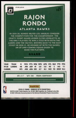 2020-21 Donruss Optic #107 Rajon Rondo Hyper Pink