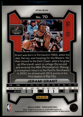 2023-24 Panini Prizm #70 Jerami Grant Prizms Blue #/199