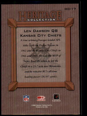 2002 Donruss Gridiron Kings #HC-17 Len Dawson Heritage Collection