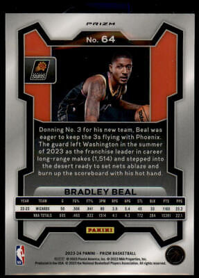 2023-24 Panini Prizm #64 Bradley Beal Prizms Red Ice