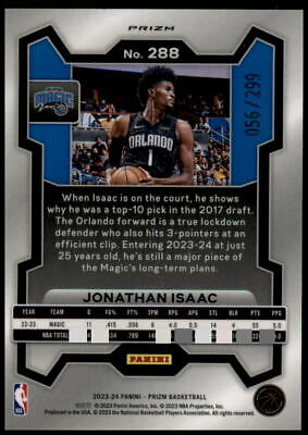 2023-24 Panini Prizm #288 Jonathan Isaac Prizms Red #/299