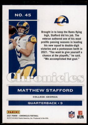 2021 Panini Chronicles #45 Matthew Stafford Pink