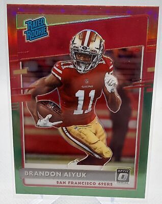 2020 Donruss #P-319 Brandon Aiyuk Optic Preview Red and Green Prizm Rated Rookie