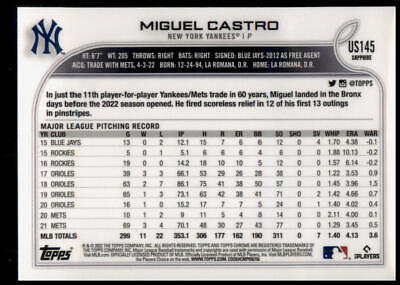 2022 Topps Chrome Update Sapphire Edition #US145 Miguel Castro