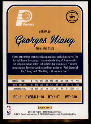 2016-17 Donruss #189 Georges Niang Rookie