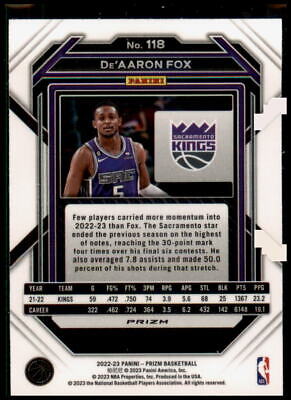 2022-23 Panini Prizm #118 De'Aaron Fox Prizms Red Ice