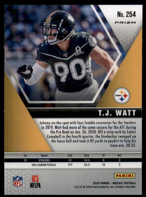 2020 Panini Mosaic #254 T.J. Watt Prizm Reactive Gold