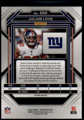 2022 Panini Prizm #220 Julian Love Green