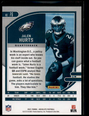 2021 Panini Absolute #76 Jalen Hurts Green