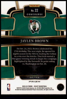 2023-24 Panini Select #22 Jaylen Brown Silver Prizms