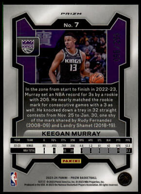 2023-24 Panini Prizm #7 Keegan Murray Prizms Red #/299