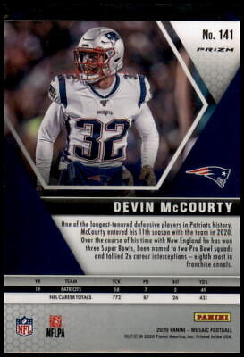 2020 Panini Mosaic #141 Devin McCourty No Huddle Prizm Silver