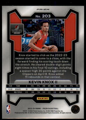 2023-24 Panini Prizm #203 Kevin Knox II Prizms Red Ice