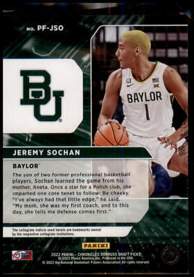 2022 Panini Chronicles Draft Picks #PF-JSO Jeremy Sochan Power Formulas Rookie