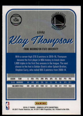 2016-17 Donruss Optic #136 Klay Thompson 1st Year Optic