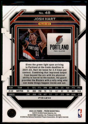 2022-23 Panini Prizm #48 Josh Hart Prizms Pink Ice