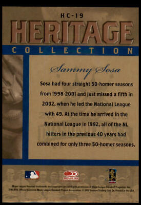 2003 Donruss Diamond Kings #HC-19 Sammy Sosa Heritage Collection