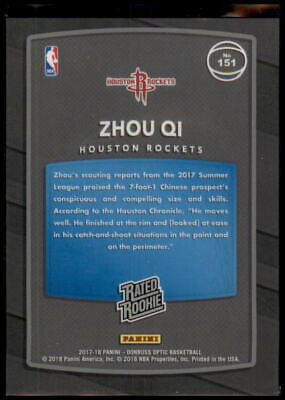 2017-18 Donruss Optic #151 Zhou Qi Rated Rookie Shock