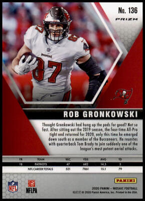 2020 Panini Mosaic #136 Rob Gronkowski Prizm Camo Pink