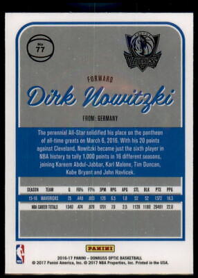 2016-17 Donruss Optic #77 Dirk Nowitzki 1st Year Optic