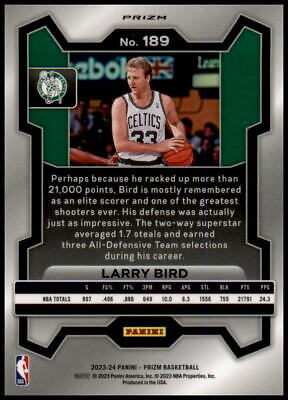 2023-24 Panini Prizm #189 Larry Bird Prizms Ice