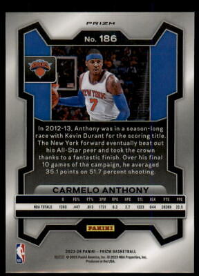 2023-24 Panini Prizm #186 Carmelo Anthony Prizms Silver