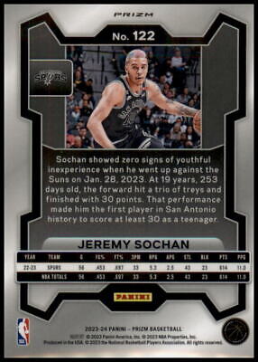 2023-24 Panini Prizm #122 Jeremy Sochan Prizms Pink Ice