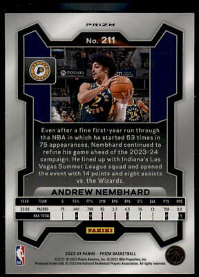 2023-24 Panini Prizm #211 Andrew Nembhard Prizms Red Ice