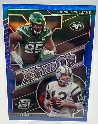 2021 Panini Contenders Optic #XO-29 Joe Namath Quinnen Williams Xs & Os Blue /99