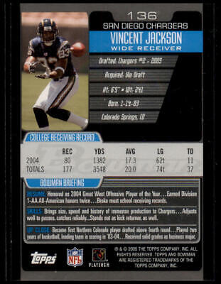 2005 Bowman #136 Vincent Jackson Rookie Card