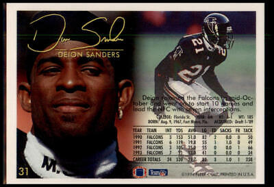 1994 Fleer #31 Deion Sanders Gold Signatures Atlanta Falcons