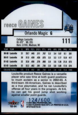 2003-04 Fleer Mystique #111 Reece Gaines Rookie Die Cut #/600