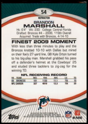 2010 Finest #54 Brandon Marshall Xfractors #/399