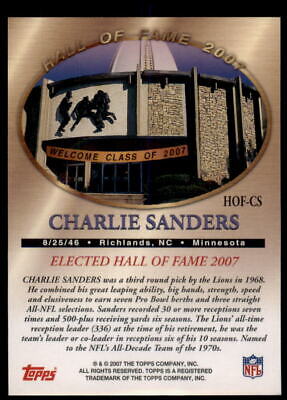 2007 Topps #HOF-CS Charlie Sanders Hall of Fame Class of 2007