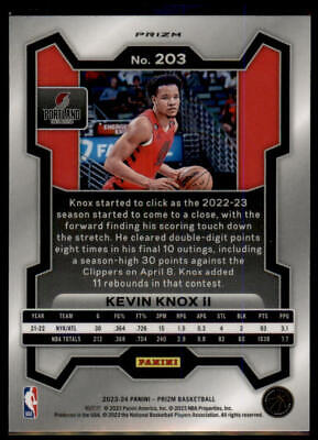 2023-24 Panini Prizm #203 Kevin Knox II Prizms Silver