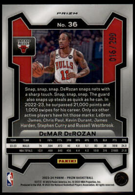 2023-24 Panini Prizm #36 DeMar DeRozan Prizms Red #/299