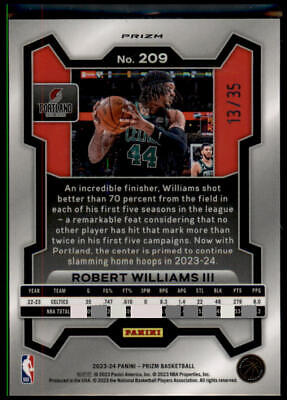 2023-24 Panini Prizm #209 Robert Williams III Prizms Blue Shimmer FOTL #/35