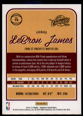 2016-17 Donruss #15 LeBron James (Kobe Guarding)