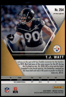 2020 Panini Mosaic #254 T.J. Watt Prizm Camo Pink